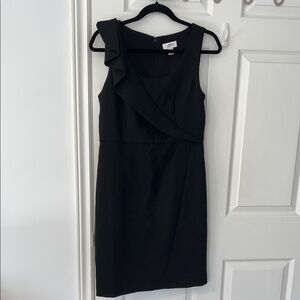 Ann Taylor LOFT Black Dress with Shoulder Ruffles